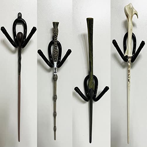 Pmsanzay 6 Pack Universal Mini Adjustable Wall-Mounted Wizard Wand Display Stand Shelf Wood Magic Wand Holder - Strong & Flexible so they fit every different shape and size.- No wand - Image 4