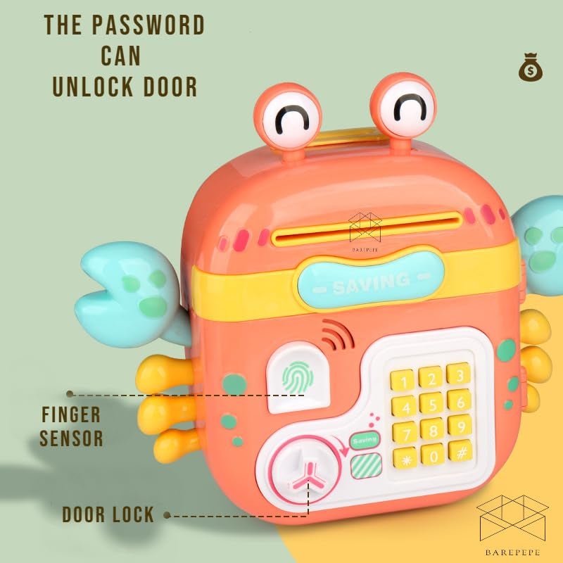 BAREPEPE Piggy Bank for Kids Electronic ATM Money Bank with Password and Finger Sensor Lock - Pink - Image 2