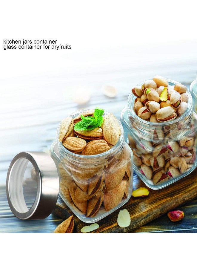 Brezzycloud Piraml Glass Cubical Square 600ml Transparent Glass Jars & Containers for Kitchen Pantry, Honey, Jams, Pickles, Cookies, Dry Fruits, Coffee Beans Storage with Lid (600ml, Set Of 4) - Image 3