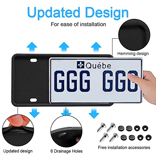 YALOK Black Silicone License Plate Frame with Drainage Holes, Universal US Car License Plate Bracket Holder. Rust-Proof, Rattle-Proof, Weather-Proof Car Accessories (Black/1PCS) - Image 3
