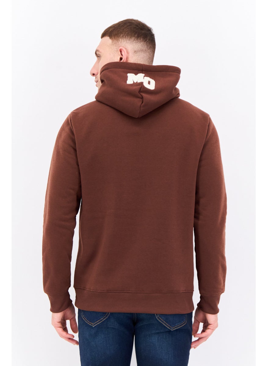 MEMBERS ONLY - Men Hooded Long Sleeve Brand Logo Sweatshirt, Dark Brown - Image 1