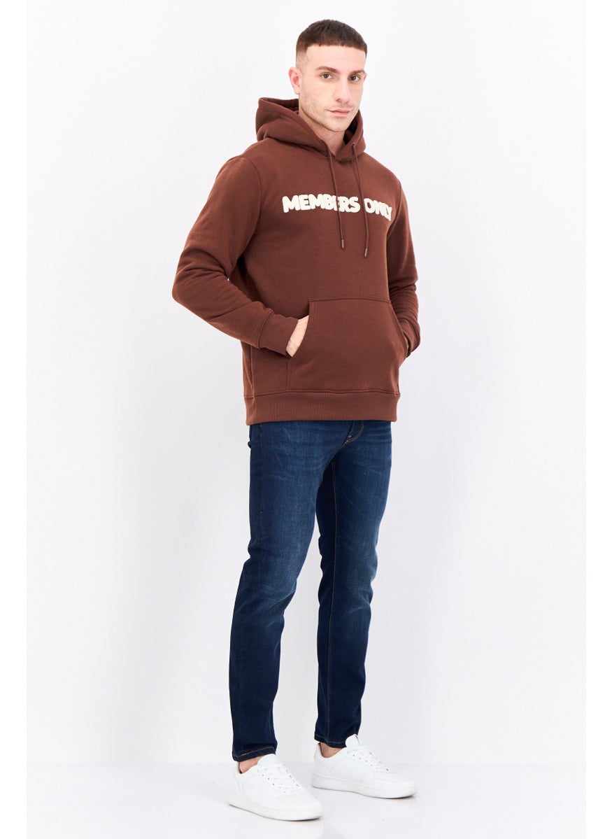 MEMBERS ONLY - Men Hooded Long Sleeve Brand Logo Sweatshirt, Dark Brown - Image 1