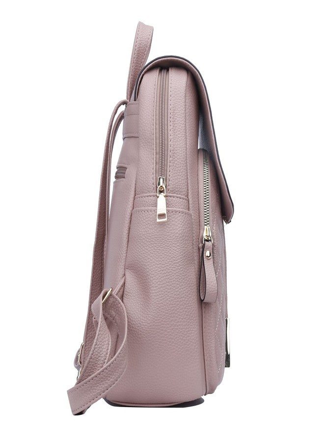 KKXIU Quilted Trendy Leather Backpack Purse for Women and Ladies Shoulder Travel Daypacks Bags (Pink) - Image 5