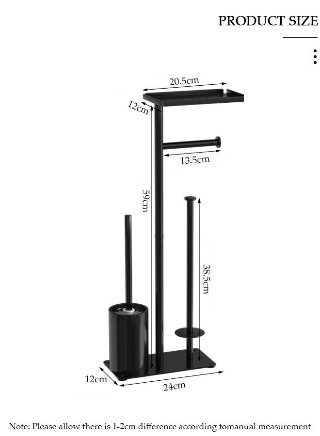 DUNISO Toilet Paper Stand,Towel Rack,Toilet Tissue Holder for Bathroom Floor Standing Toilet Roll Dispenser Storages 4 Reserve Rolls, with Top Storage Shelf for Cell Phones, Wipe, Wallet and More - Image 2