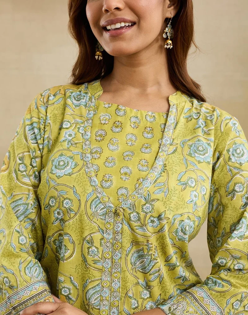Fabindia  Green Cotton Long Kurta for Women | Best Price UAE