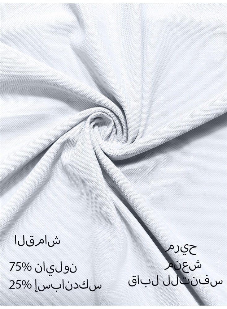 general Breathable Men's Polo Shirt Casual Short Sleeve Collared Shirt White - Image 4