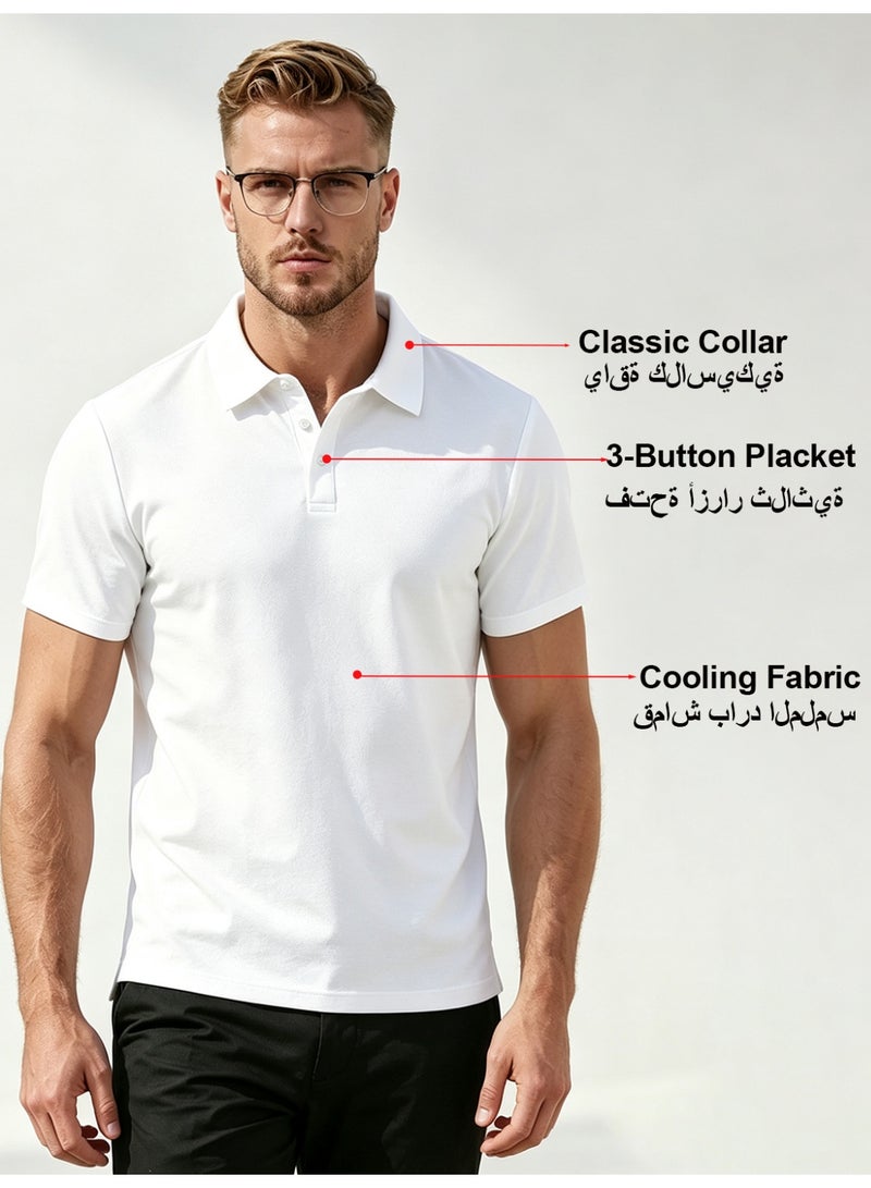 general Men's Short Sleeve Polo Shirts,Basic Golf T-Shirts for Men,Regular Fit Breathable Quick-Dry Shirt,Classic Moisture Wicking Performance Tees Summer,Athletic Running Top,Business and Casual Wear, White - Image 2