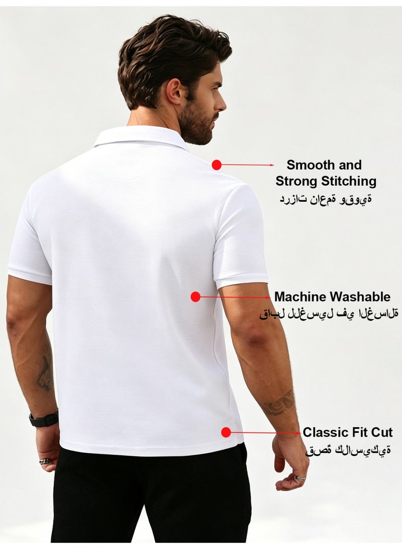 general Men's Short Sleeve Polo Shirts,Basic Golf T-Shirts for Men,Regular Fit Breathable Quick-Dry Shirt,Classic Moisture Wicking Performance Tees Summer,Athletic Running Top,Business and Casual Wear, White - Image 3