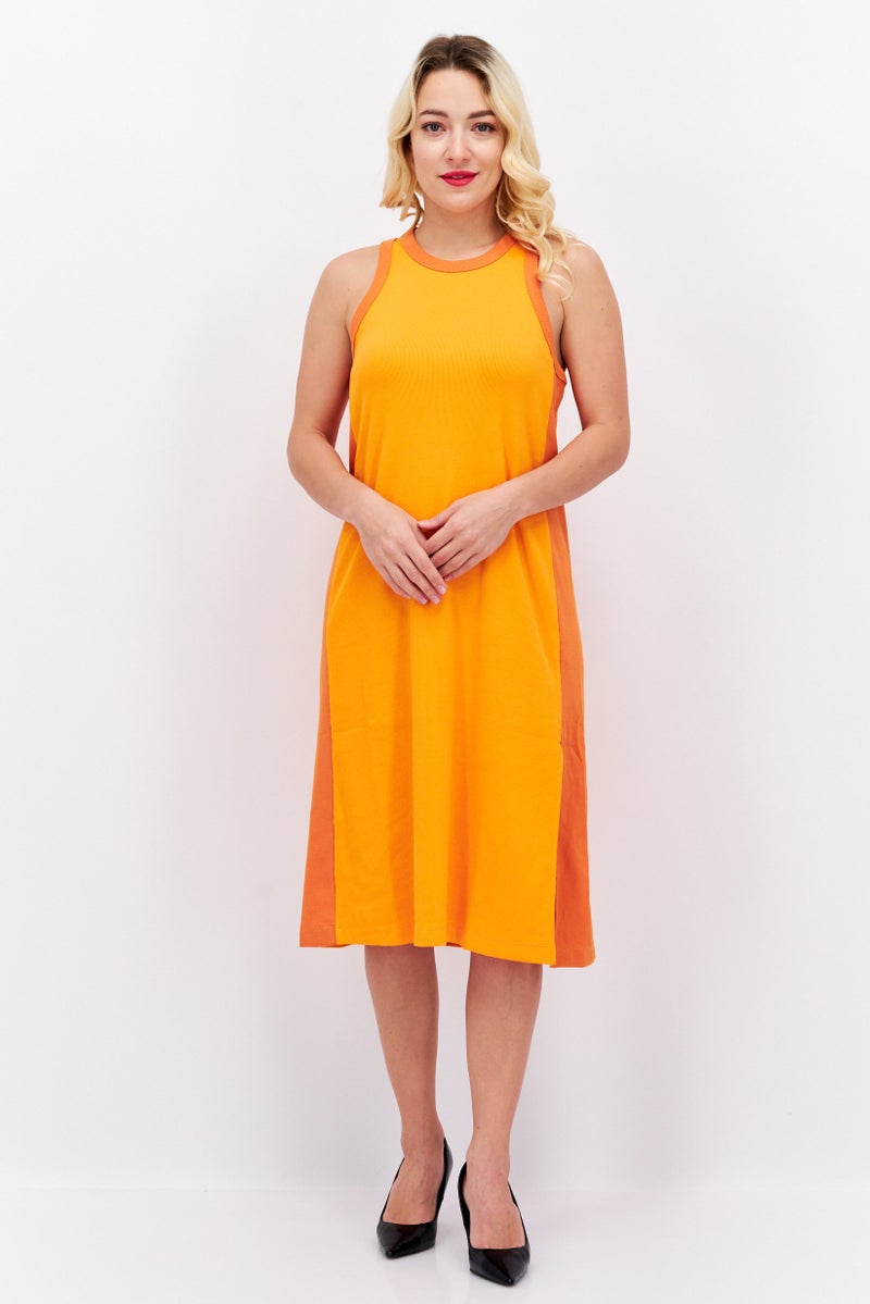 ESPRIT فستان ميدي مزخرف للنساء، برتقالي - Image 1