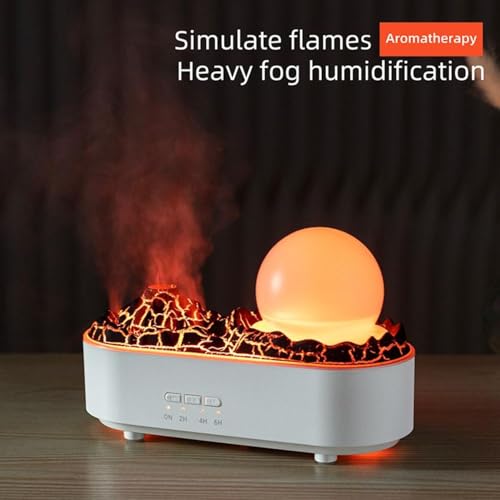 Inditradition Plastic Crystal Ball Shape Volcano Flame Aromatherapy Humidifier Diffuser for Home & Office | 7.5 x 3 x 4.5 Inches, 200ml Tank, White - Image 5