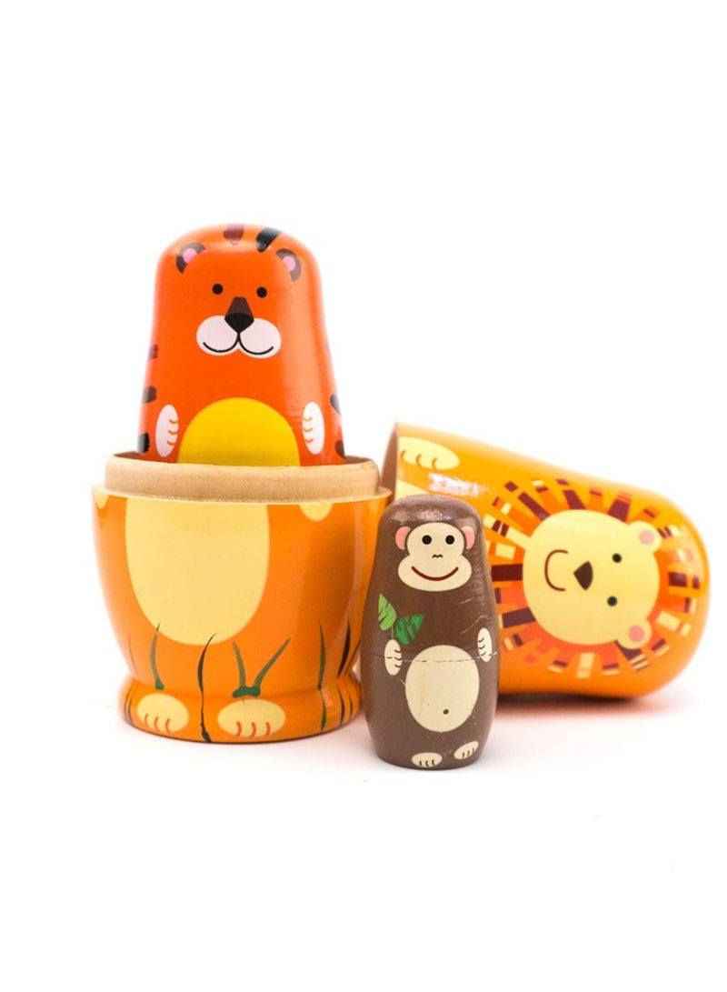 Excefore Nesting Dolls, Wooden Cartoon Animal Pattern Matryoshka Stacking Dolls Children Toys, Gift Decoration - Image 3