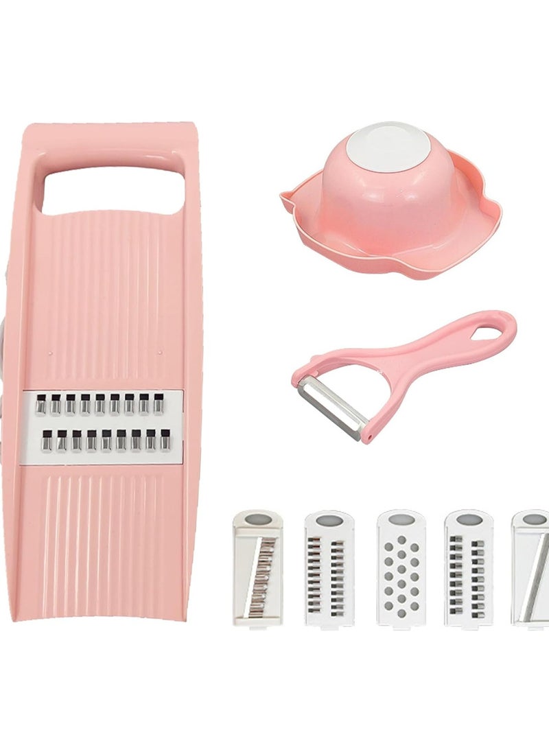 Oasisgalore 7-in-1 Cheese Harvester, Stainless Steel Graters for Kitchen Handheld,Suitable for Cheese, Vegetables, Spices(Pink)  - Image 1