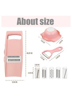 Oasisgalore 7-in-1 Cheese Harvester, Stainless Steel Graters for Kitchen Handheld,Suitable for Cheese, Vegetables, Spices(Pink)  - Image 2