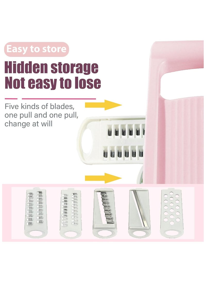 Oasisgalore 7-in-1 Cheese Harvester, Stainless Steel Graters for Kitchen Handheld,Suitable for Cheese, Vegetables, Spices(Pink)  - Image 4