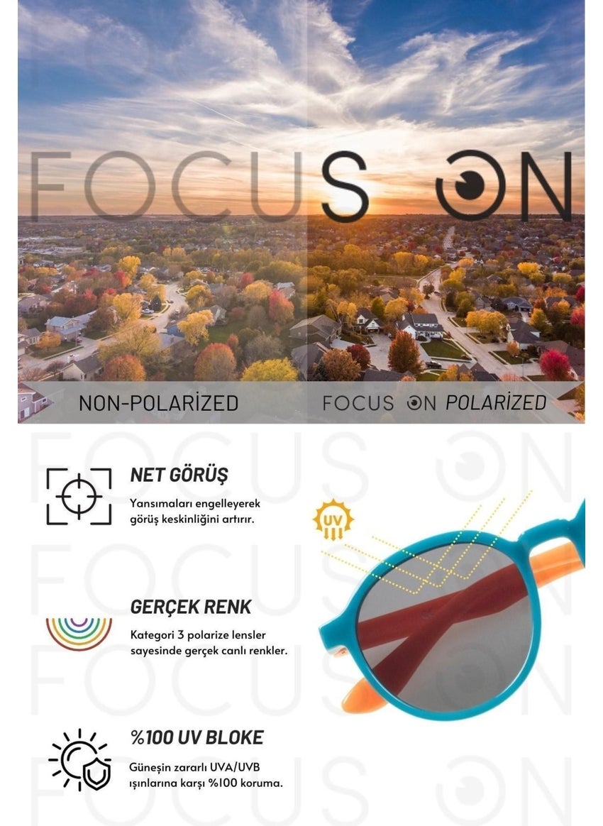 Focus On 2-5 Years Old Turquoise-Orange Polarized Kids Sunglasses  - Image 5