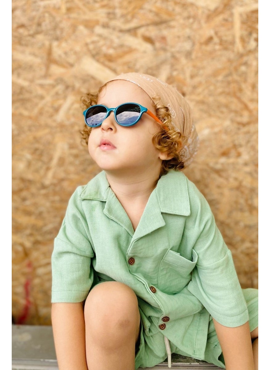 Focus On 2-5 Years Old Turquoise-Orange Polarized Kids Sunglasses  - Image 2
