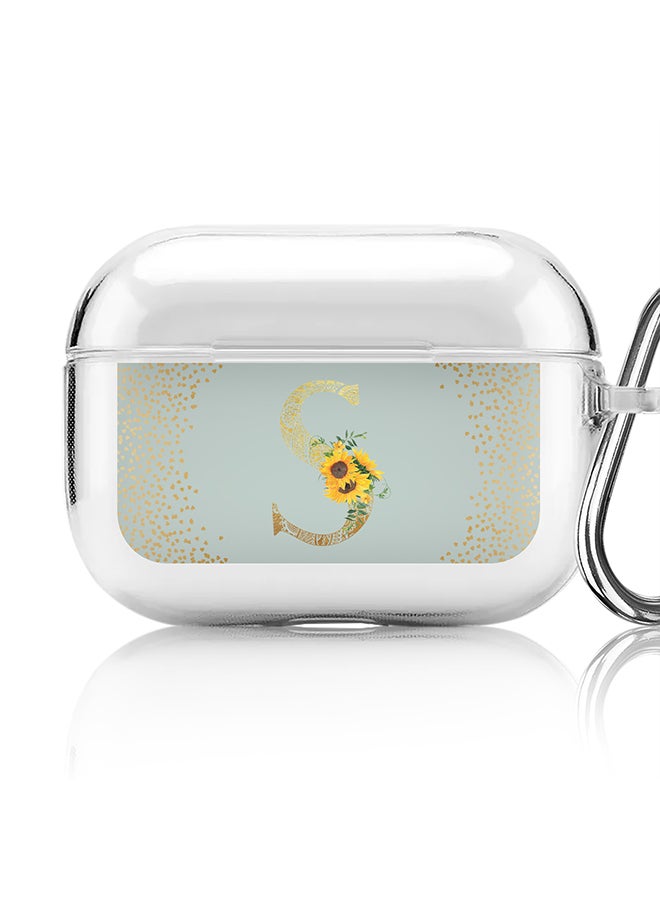 Stylizedd Classic Clear printed Case for Apple Airpods Pro Soft TPU Gel Thin Transparent Flexible Cover - Custom Monogram Initial Letter Mandala Floral Pattern Alphabet - S ( Light Green ) - Image 1
