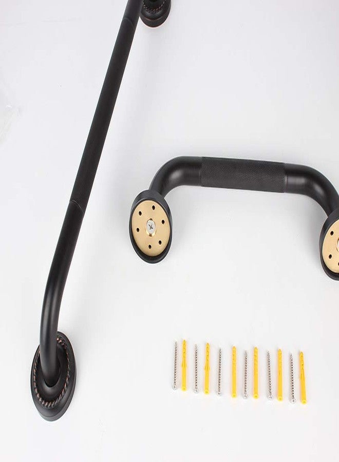 700BRASS (30cm, Mh) - 30cm Grab Bar Featuring Anti-Slip Handrail, Solid Brass, Oil Rubbed Bronze, Heavy-Duty Construction Armrest, Bathroom Bathtube Shower Safety Rail - Image 4
