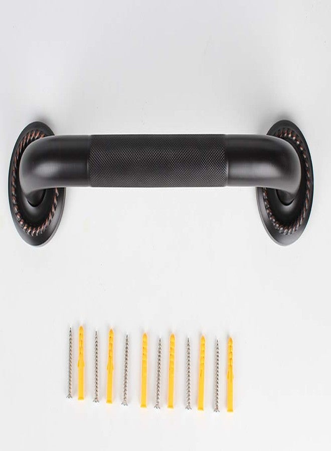 700BRASS (30cm, Mh) - 30cm Grab Bar Featuring Anti-Slip Handrail, Solid Brass, Oil Rubbed Bronze, Heavy-Duty Construction Armrest, Bathroom Bathtube Shower Safety Rail - Image 2