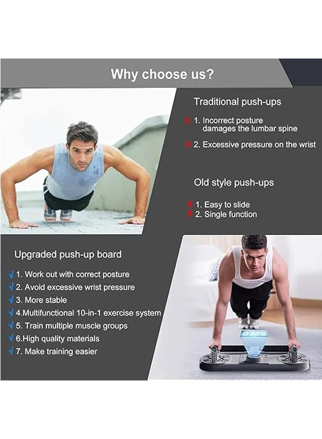 Hihonor Push Up Board, Multi-function Push Up Stand with Resistance Bands, Home Workout Set for Floor to Strengthen Arms, Core and Back, Electronic Time Counting, Push Up Handles for Body Toning&Training - Image 2