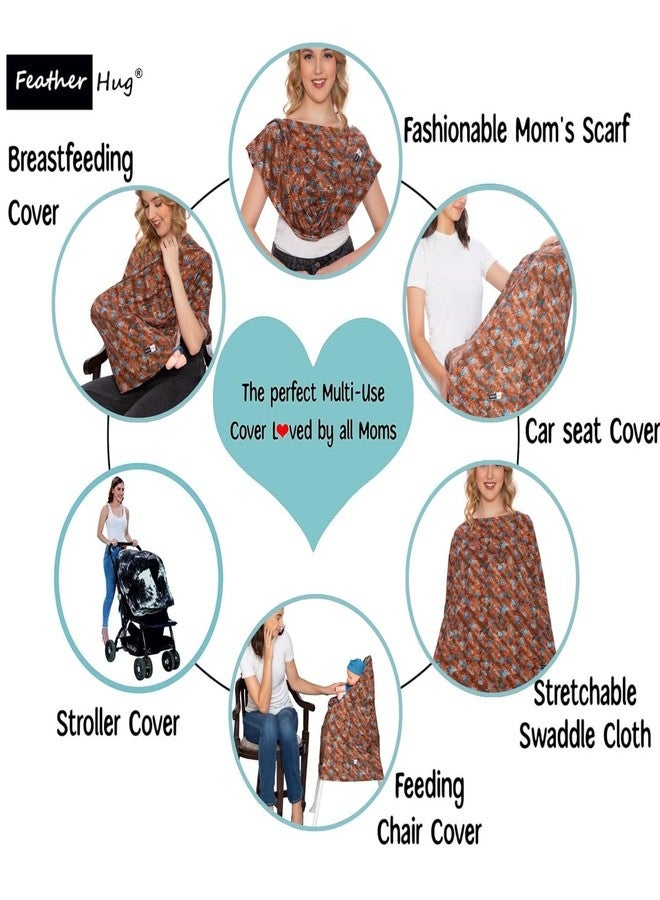 Feather Hug غطاء الرضاعة الطبيعية الفاخر Feather Hug® 360° - مئزر رضاعة للأم، غطاء رضاعة مطاطي للأم، غطاء رضاعة طبيعي قابل للتهوية (لون بني وهمي) - Image 2