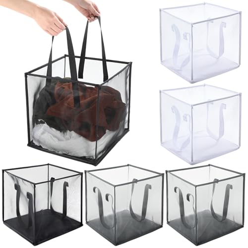 Zopeal 6 Pack Popup Laundry Hamper 13 Inch Collapsible Laundry Baskets with Handles Mesh Clothes Baskets Portable Single Layer Foldable Clothes Hamper Square Bin for Washing MulticolorSinglelayer - Image 1