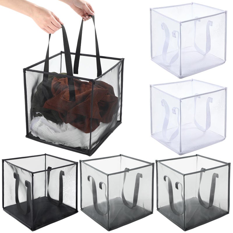 Zopeal 6 Pack Popup Laundry Hamper 13 Inch Collapsible Laundry Baskets with Handles Mesh Clothes Baskets Portable Single Layer Foldable Clothes Hamper Square Bin for Washing MulticolorSinglelayer - Image 2