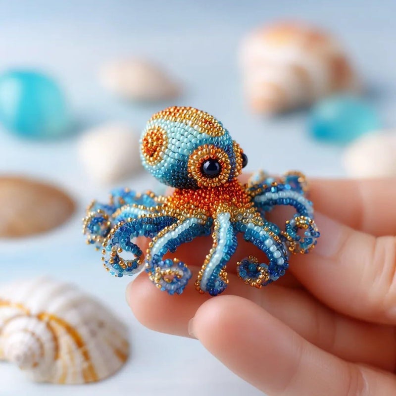 Octopus Bead Embroidery Kit DIY Craft Set - Image 3