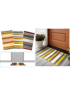 H2H H2H Rectangular Door Mat, Cotton, 3Pc. Combo, Traditional Kilim Design|Solid Shade - Multicolored, Size (50X80Cm) - Side Fringes  - Image 1