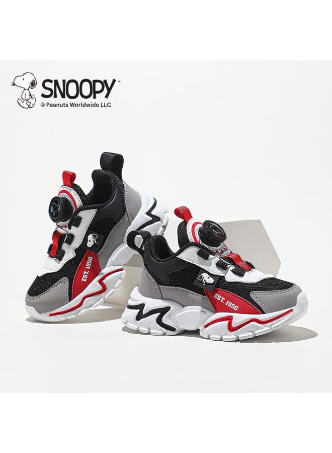 سنوبي Snoopysnoopy أحذية رياضية خفيفة للأطفال أولاد بنات طلاب خريف أحذية كاجوال تناسب جميع الإطلابات 3813 أسود رمادي أحمر 38 - Image 1