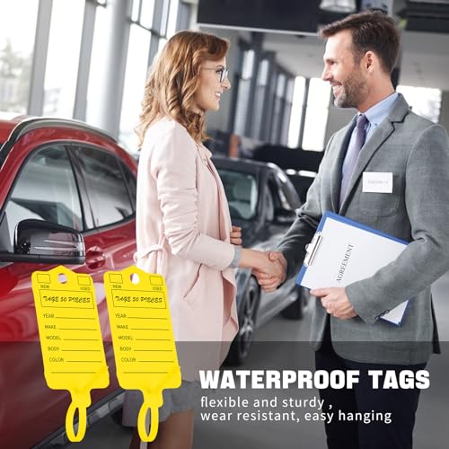 DLUGOPIS 200 Pcs Yellow Self Locking Car Key Tags - Dealership Plastic Labels, Waterproof Identifiers for Key Box, Office, Shop, Car Supplies - Image 5
