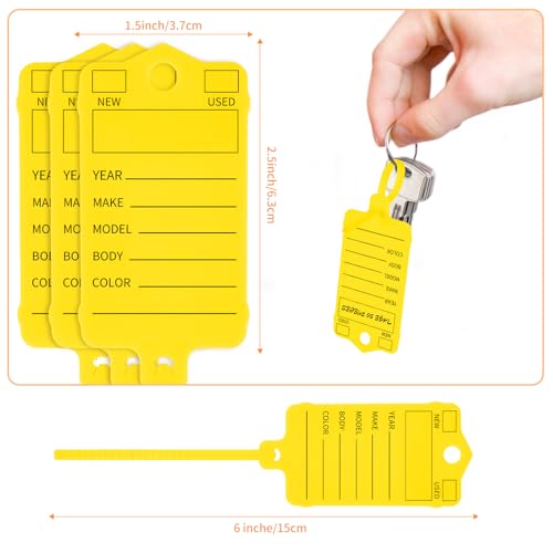 DLUGOPIS 200 Pcs Yellow Self Locking Car Key Tags - Dealership Plastic Labels, Waterproof Identifiers for Key Box, Office, Shop, Car Supplies - Image 2