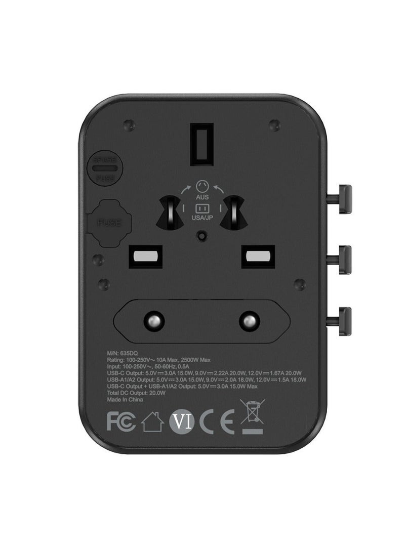 Knox Powering Generations Universal Travel Adapter 20W GaN III International Travel Charger with USB & Type C PD Fast Charging All in One Worldwide Wall Charger for Tablets, Laptops and Phones (USA/UK/EU/AUS) (635DQ) - Image 2