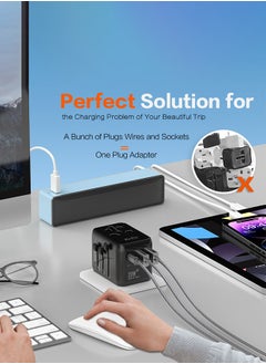 Knox Powering Generations 20W Travel Power Adapter GaN III technology, International Adapter with 2 USB-A & 1 USB-C PD Fast Charging, Universal Travel Adaptor for Smart Phone, Laptops, Worldwide Plug (UK/EU/AUS/US) Black  - Image 5
