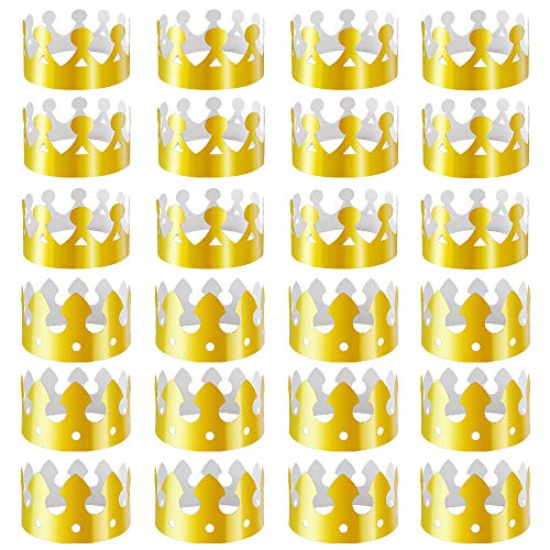 Aniann 28 Pack Gold Paper Crown Gold Foil Party Crown Hat Cap for Birthday Celebration Baby Shower Photo Props 2 Styles - Image 1