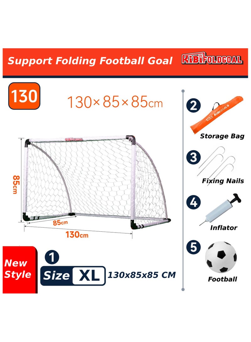 كيبي طقم مرمى كرة قدم محمول وقابل للطي بأعمدة داعمة وشبكة وكرة صغيرة وحقيبة حمل، 130×85×85 سم - Image 2
