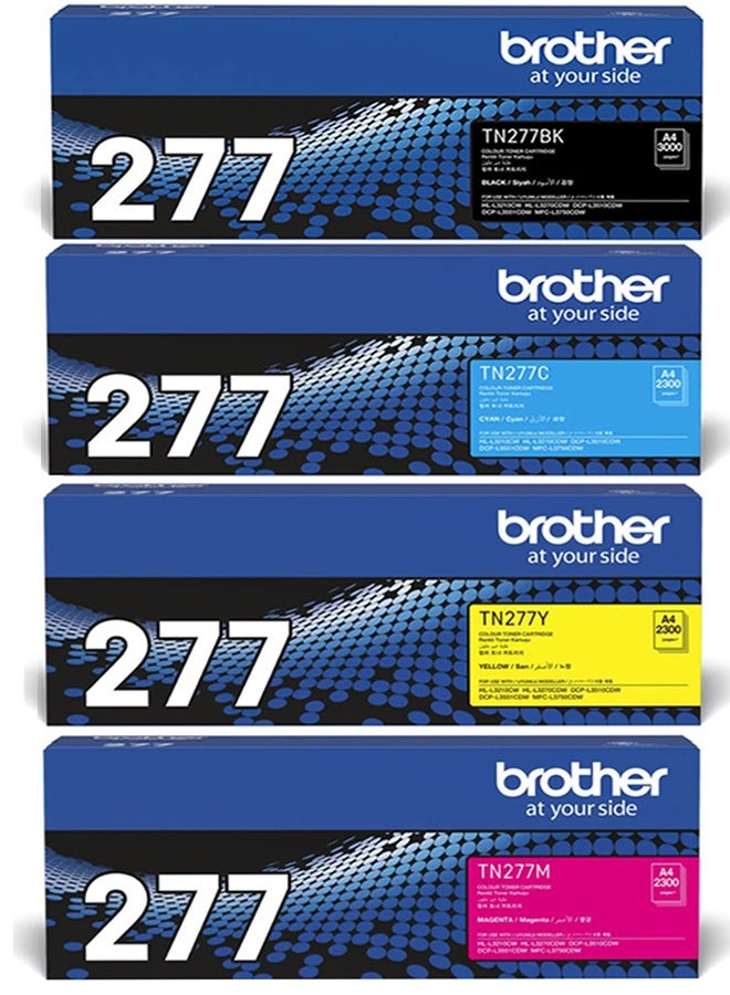 brother Genuine TN-277 High Capacity Toner Cartridge MFC-L3750CDW DCP-L3551CDW L3510CDW & HL-L3270CDW (4 COLOR SET) Black,Cyan,Yellow,Magenta - Image 1
