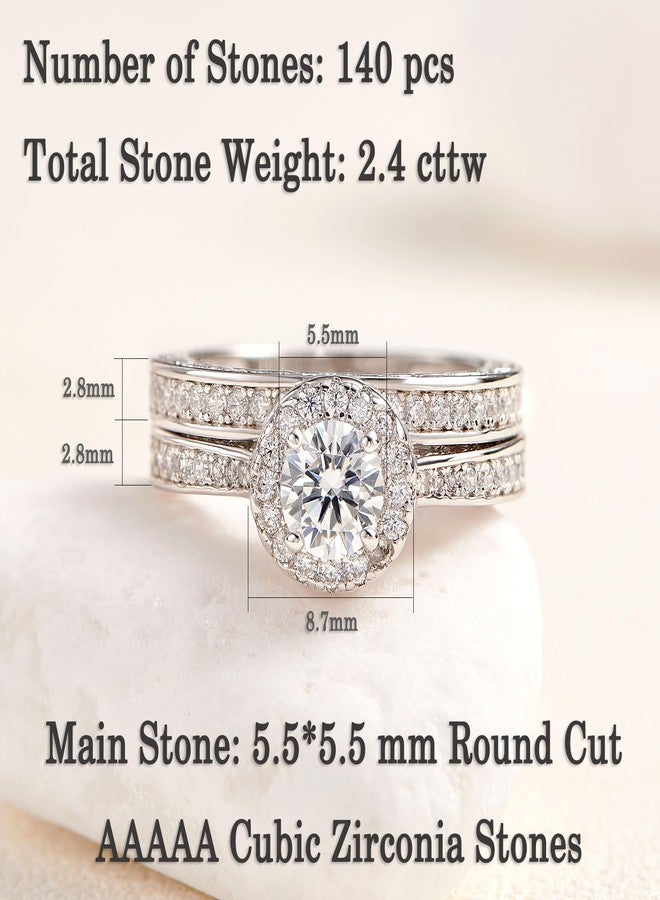 نيو شي جولري مجموعة خواتم زفاف من نيوشي للمجوهرات للنساء، مرصعة بالزركونيا المكعبة، طقم خاتم خطوبة من الفضة الإسترليني عيار 925، خاتم زفاف دائري أبيض، خاتم ذكرى زواج، خاتم وعد، مقاس 7 - Image 5