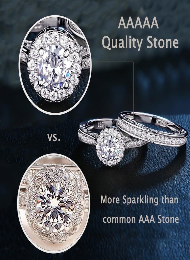 نيو شي جولري مجموعة خواتم زفاف من نيوشي للمجوهرات للنساء، مرصعة بالزركونيا المكعبة، طقم خاتم خطوبة من الفضة الإسترليني عيار 925، خاتم زفاف دائري أبيض، خاتم ذكرى زواج، خاتم وعد، مقاس 7 - Image 4