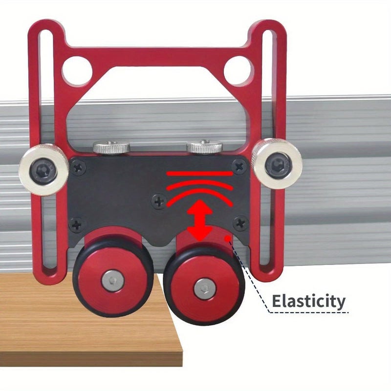 Red Adjustable Thin Rip Jig Anti Rebound Feather Board Tool Stock Guide Roller Aluminum Alloy One Way Table Saw Feeding Guide Roller No Electricity Or Battery Required - Image 4