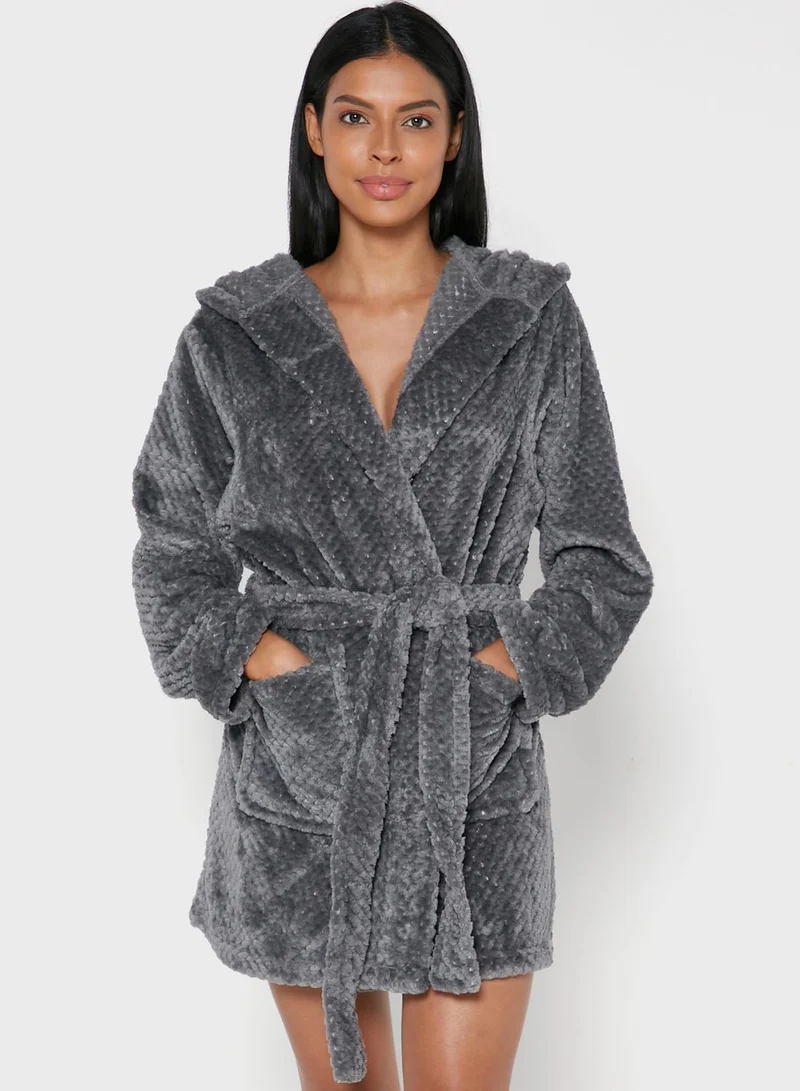 Missguided Short Fluffy Super Soft Dressing Gown