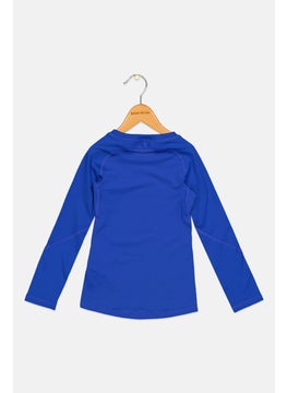 Adidas Kids Girl Sportswear Fit Long Sleeve Training Shirt, Blue  - Image 2