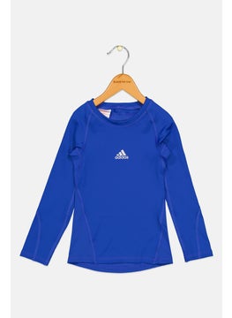 Adidas Kids Girl Sportswear Fit Long Sleeve Training Shirt, Blue  - Image 1