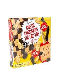 Regal Games Regal Games - Reversible Wooden Board for Chess, Checkers & Tic-Tac-Toe - 24 Interlocking Wooden Checkers and 32 Standard Chess Pieces - for Age 8 to Adult for Family Fun  - Image 3