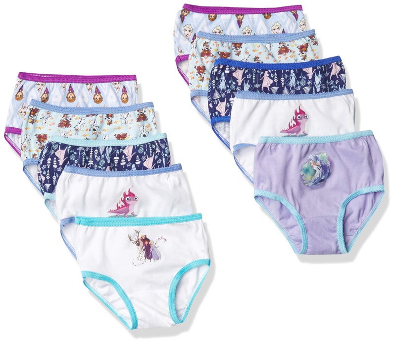 Disney Girls Frozen 100% Combed Cotton Panty Multipacks With Elsa, Anna And Olaf In Sizes 2/3t, 4t, 4, 6 8 Underwear, 10-pack, 4 US - Image 1