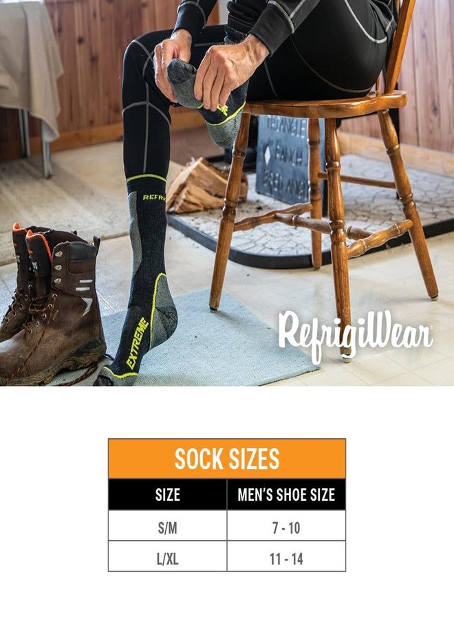 RefrigiWear Cold Weather Moisture Wicking 15-Inch Knee Length Super Sock (High Visibility Lime, Large/X-Large) - Image 2