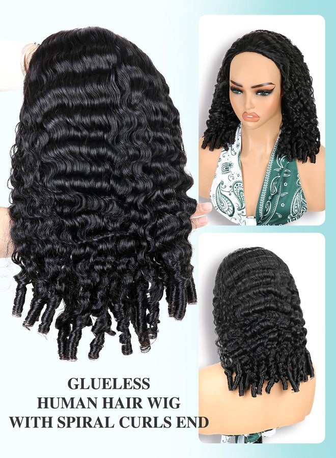 Quantum Love Burmese Curly Half Wig Human Hair for Black Women Spiral Curl Ends Glueless Wear and Go Drawstring Wig Flip Over Beginner Friendly No Glue No Sew Natural Black (18 inch) - Image 3