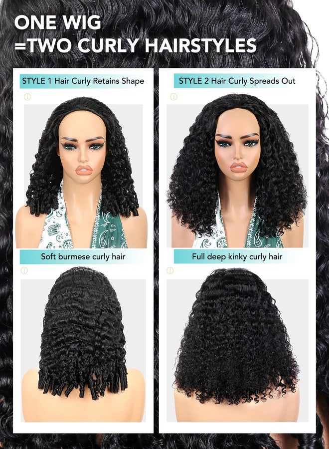 Quantum Love Burmese Curly Half Wig Human Hair for Black Women Spiral Curl Ends Glueless Wear and Go Drawstring Wig Flip Over Beginner Friendly No Glue No Sew Natural Black (18 inch) - Image 4