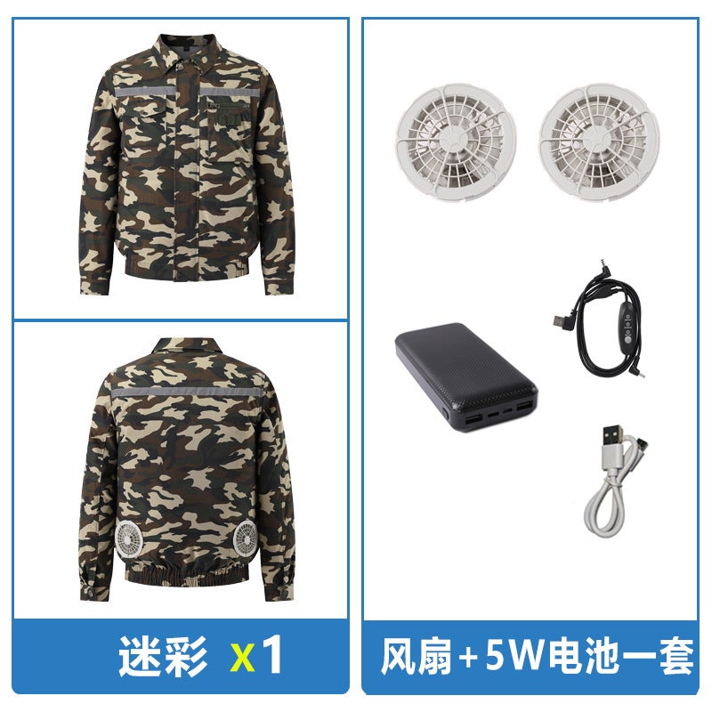 Air-Conditioned Clothing, Cooling And Heat Protection Work Clothes, Clothes With Fans, Construction Site Welding Labor Protection Clothing, Camouflage Work Clothes, Long Sleeves - Image 3