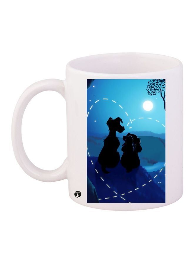 RKN Cartoon Printed Coffee Mug White/Blue/Black 11ounce - Image 1